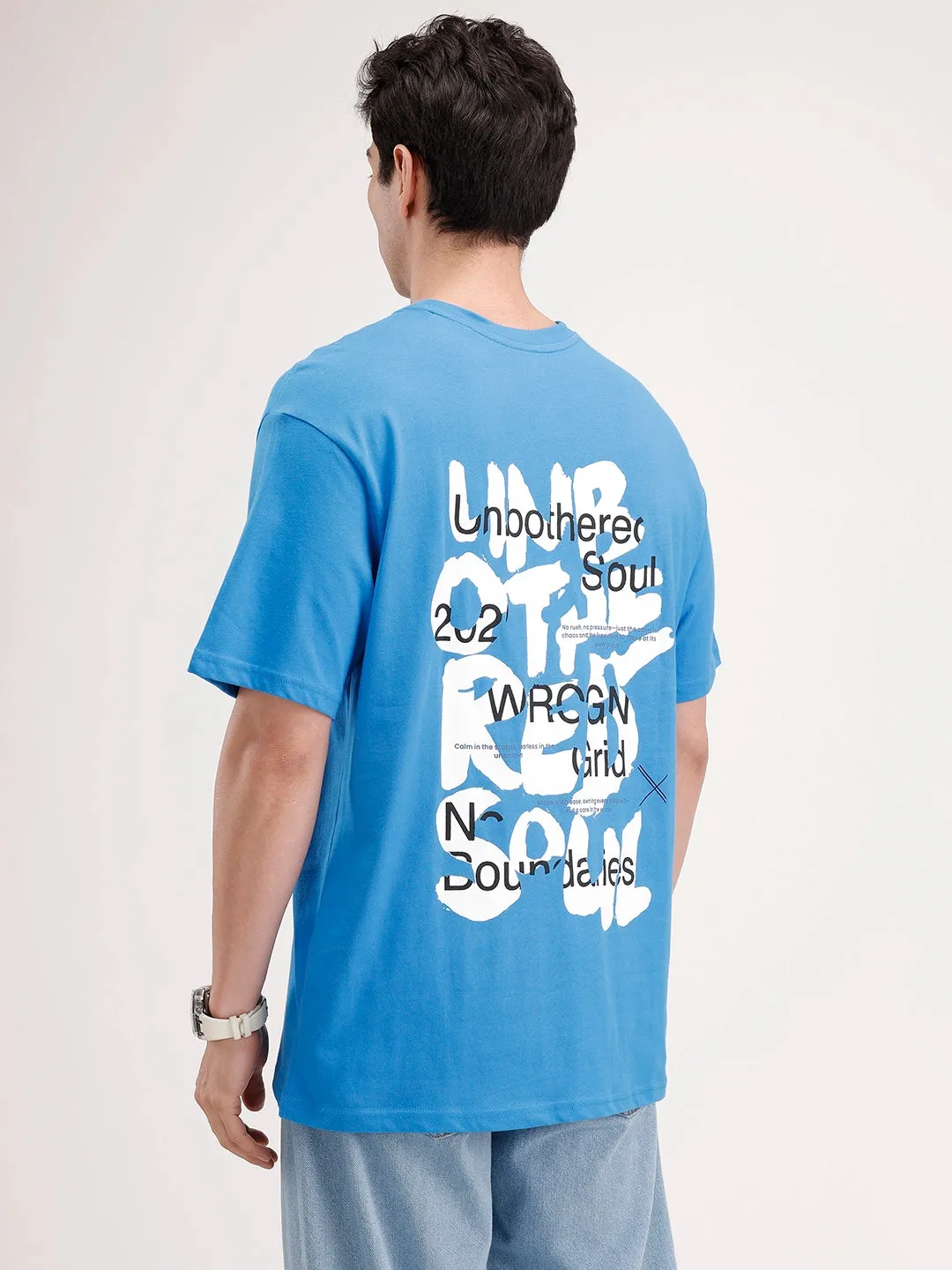 Oversized Back Printed T-shirt | Blue sold by Wrogn product image thumbnail 3