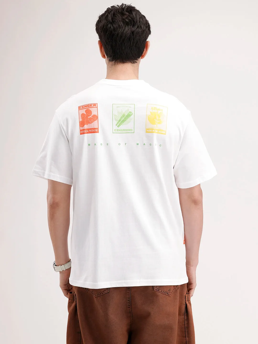 Oversized Placement Printed T-Shirt | White sold by Wrogn product image thumbnail 3