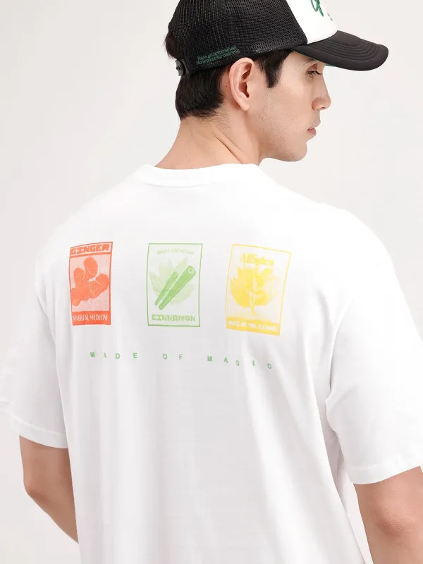 Oversized Placement Printed T-Shirt | White sold by Wrogn