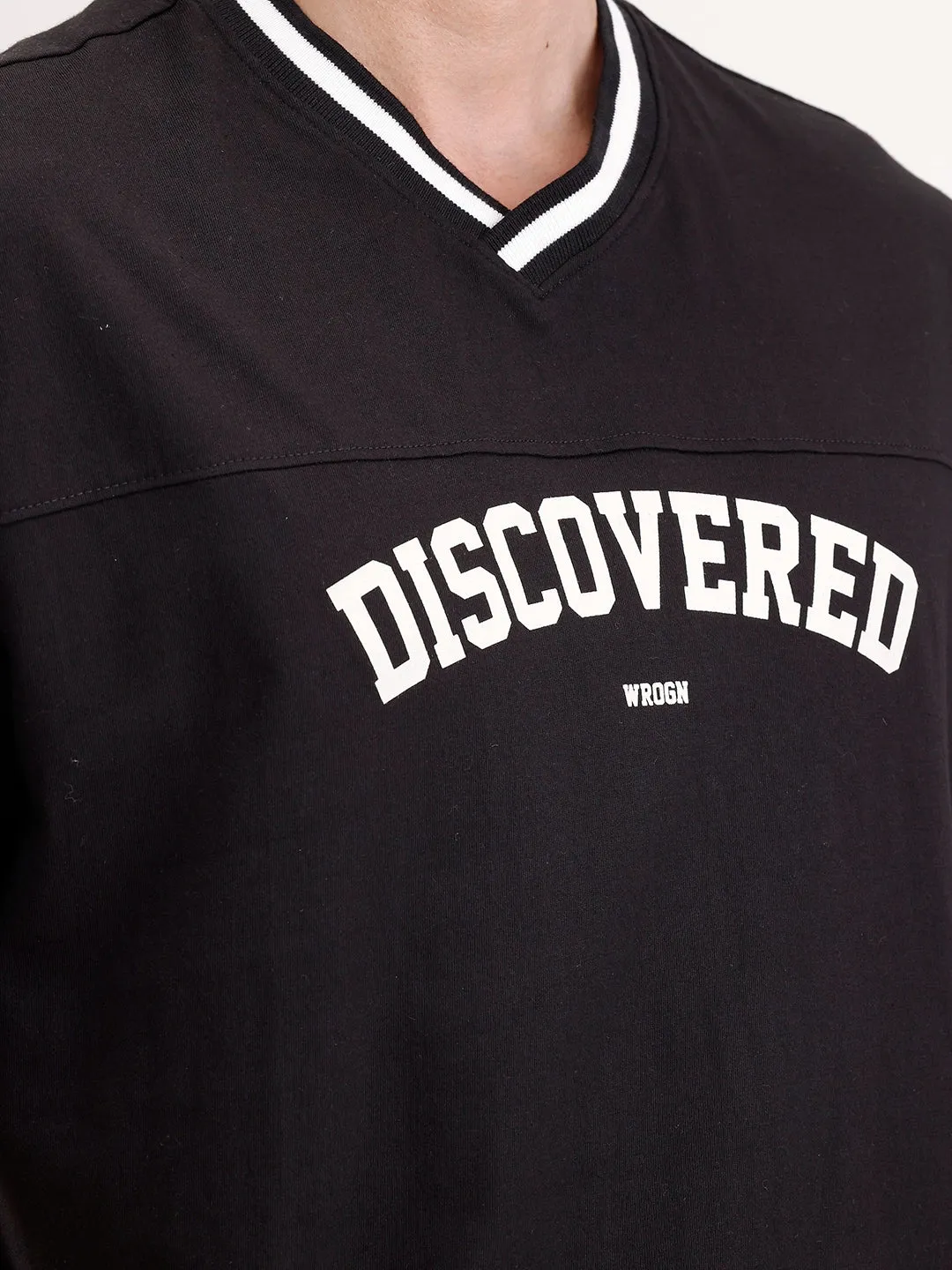 Oversized Contrast Collar T-Shirt | Black sold by Wrogn product image thumbnail 5