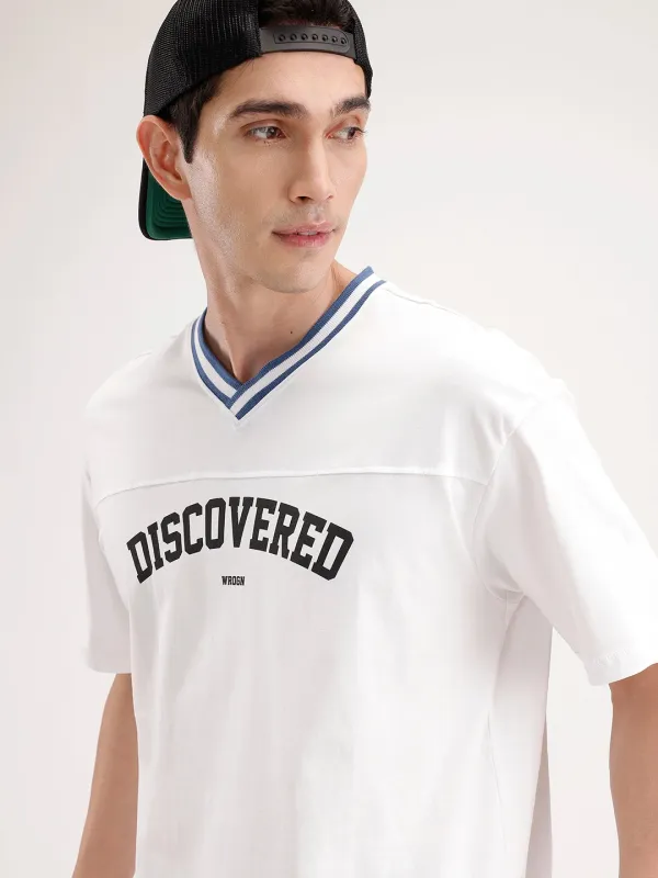 Oversized Contrast Collar T-Shirt | White sold by Wrogn