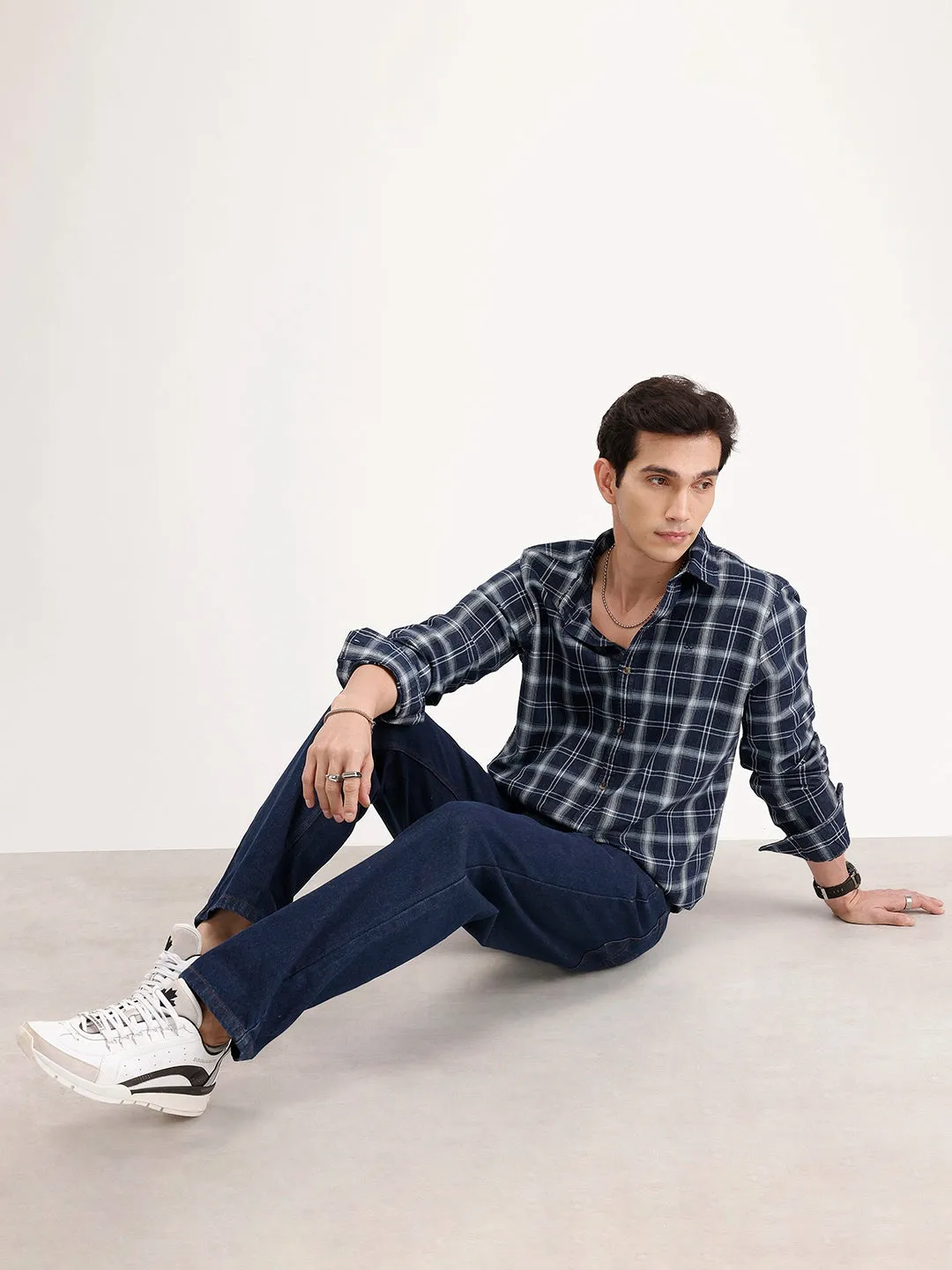 Slim Fit Checkered Shirt | Blue sold by Wrogn product image thumbnail 2