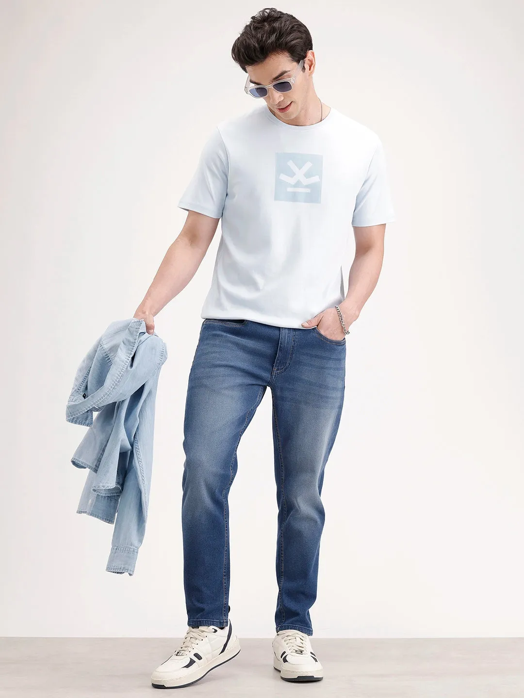 Faded Skinny Crop Denim | Blue sold by Wrogn product image thumbnail 2