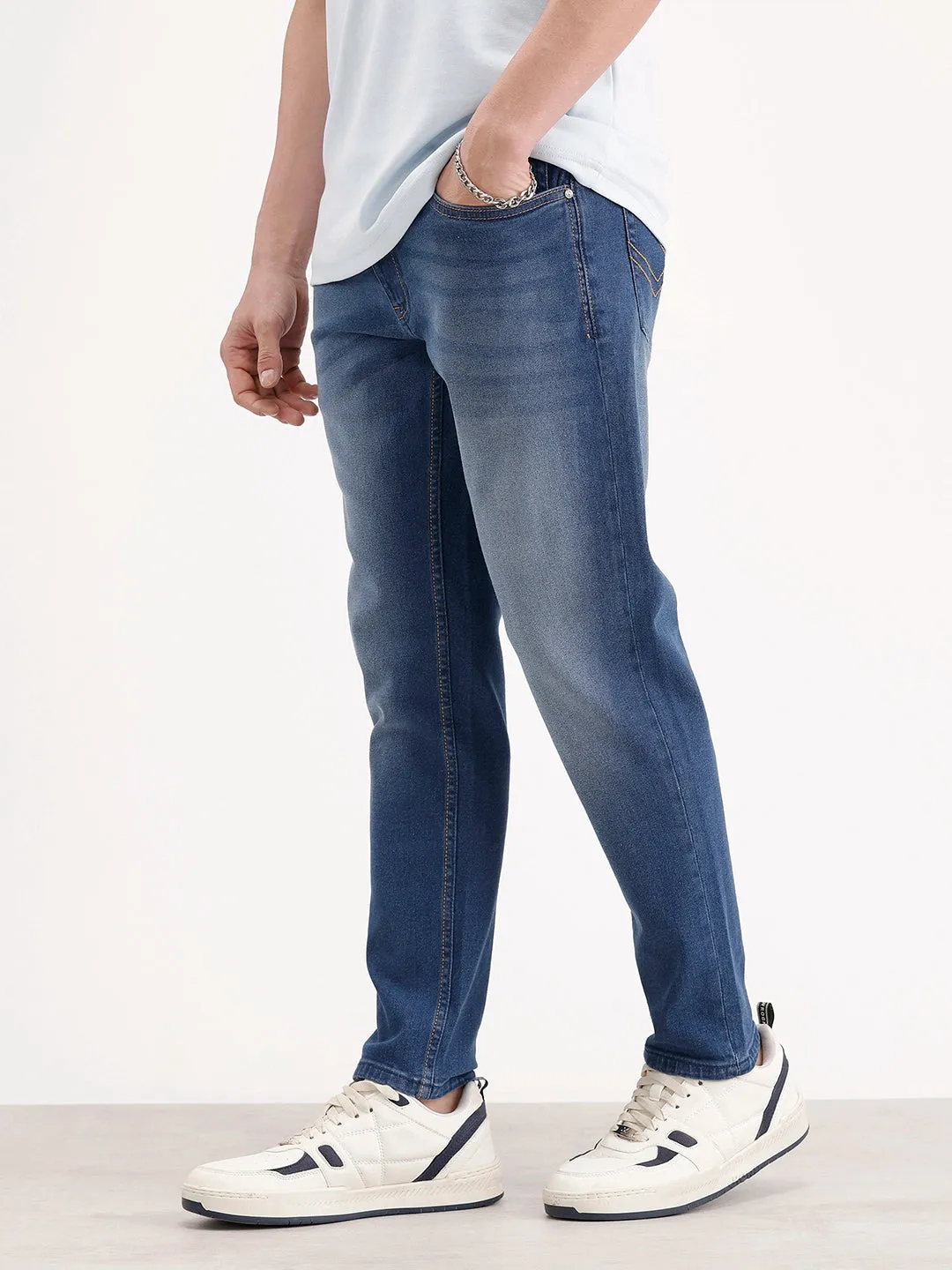 Faded Skinny Crop Denim | Blue sold by Wrogn product image thumbnail 4