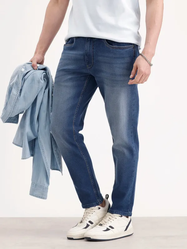 Faded Skinny Crop Denim | Blue made by Wrogn