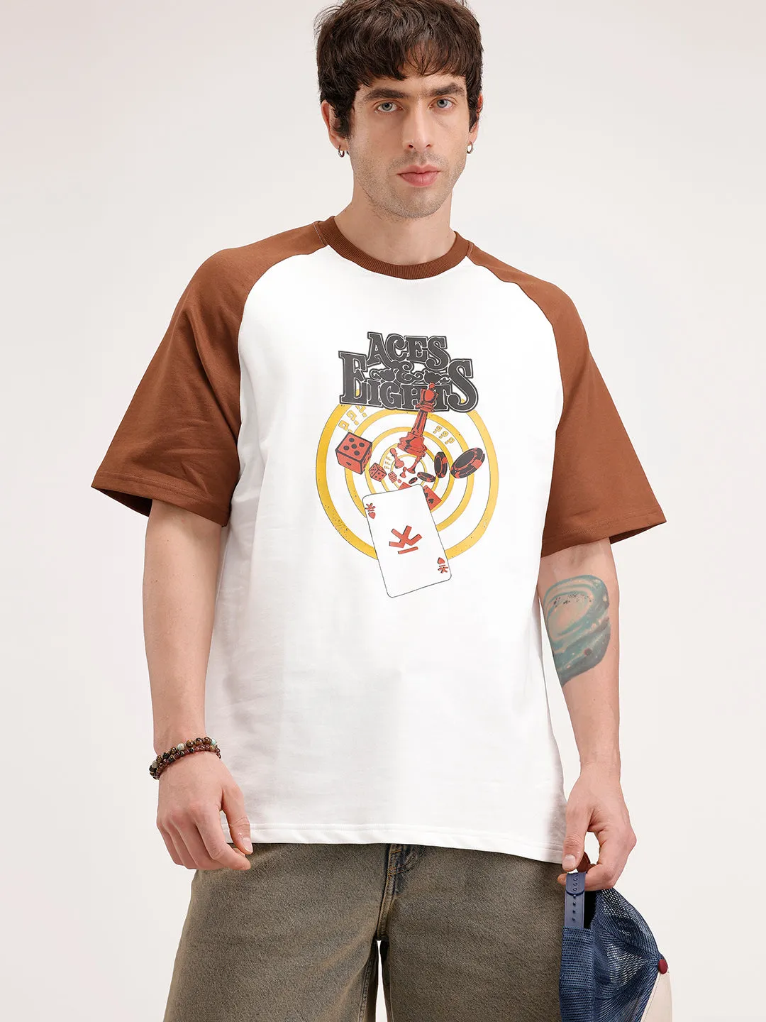 Oversized Ragland Sleeve T-Shirt | White sold by Wrogn