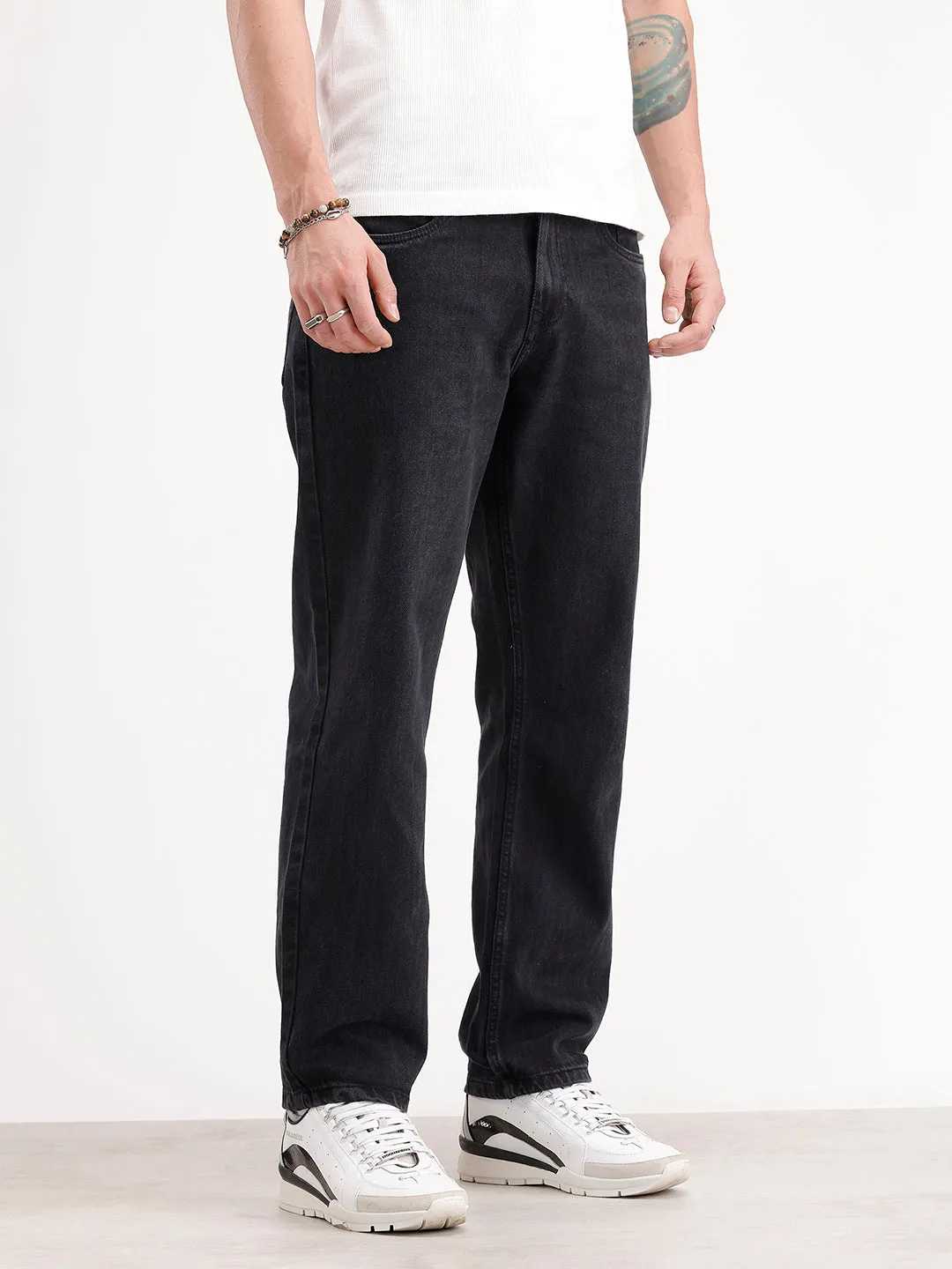 Anti Fit Light Faded Denim Jeans | Black sold by Wrogn product image thumbnail 4