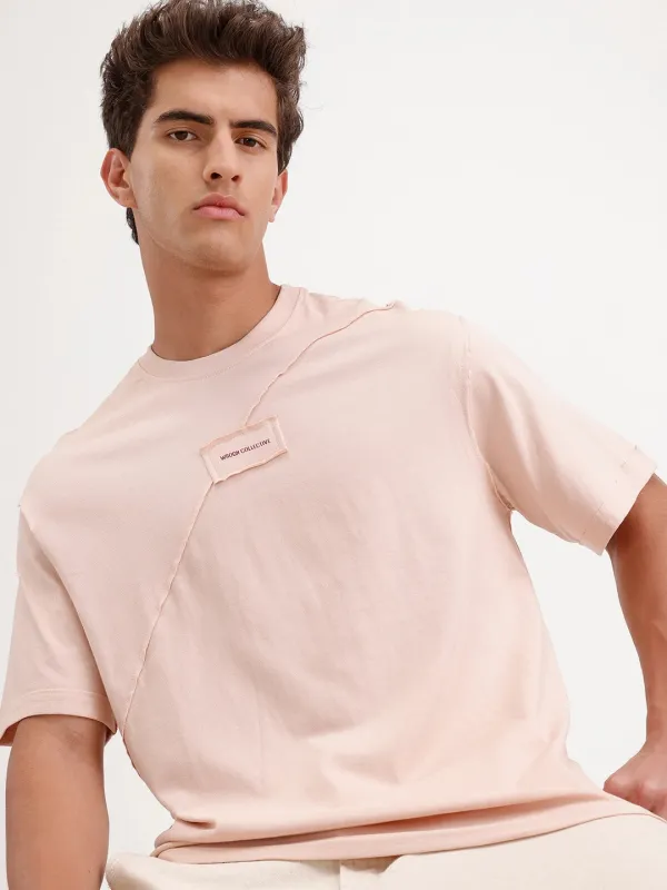 Solid Oversized Cut & Sew T-Shirt | Pink sold by Wrogn