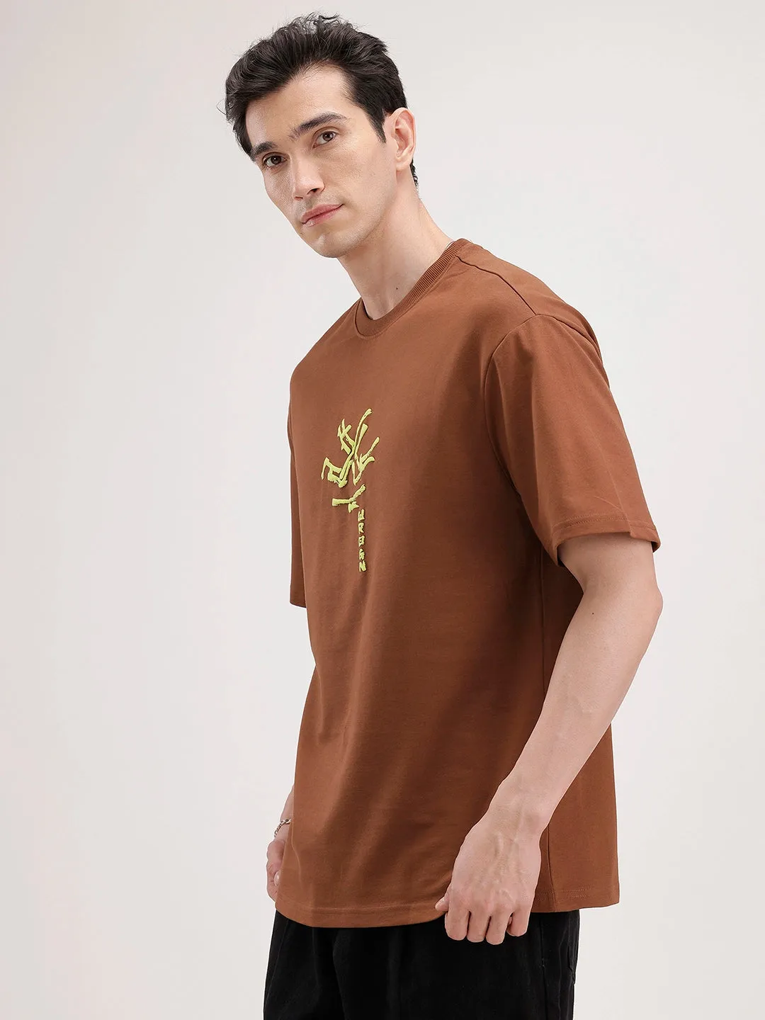 Oversized Back Printed T-Shirt | Brown sold by Wrogn product image thumbnail 4