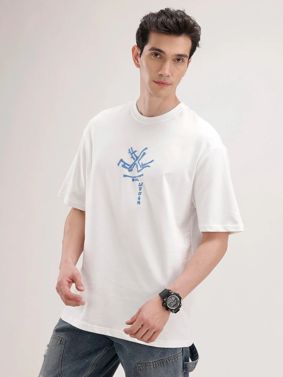 Oversized Back Printed T-Shirt | Off White sold by Wrogn product image thumbnail 4