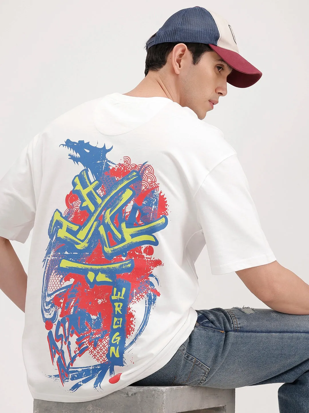 Oversized Back Printed T-Shirt | Off White sold by Wrogn