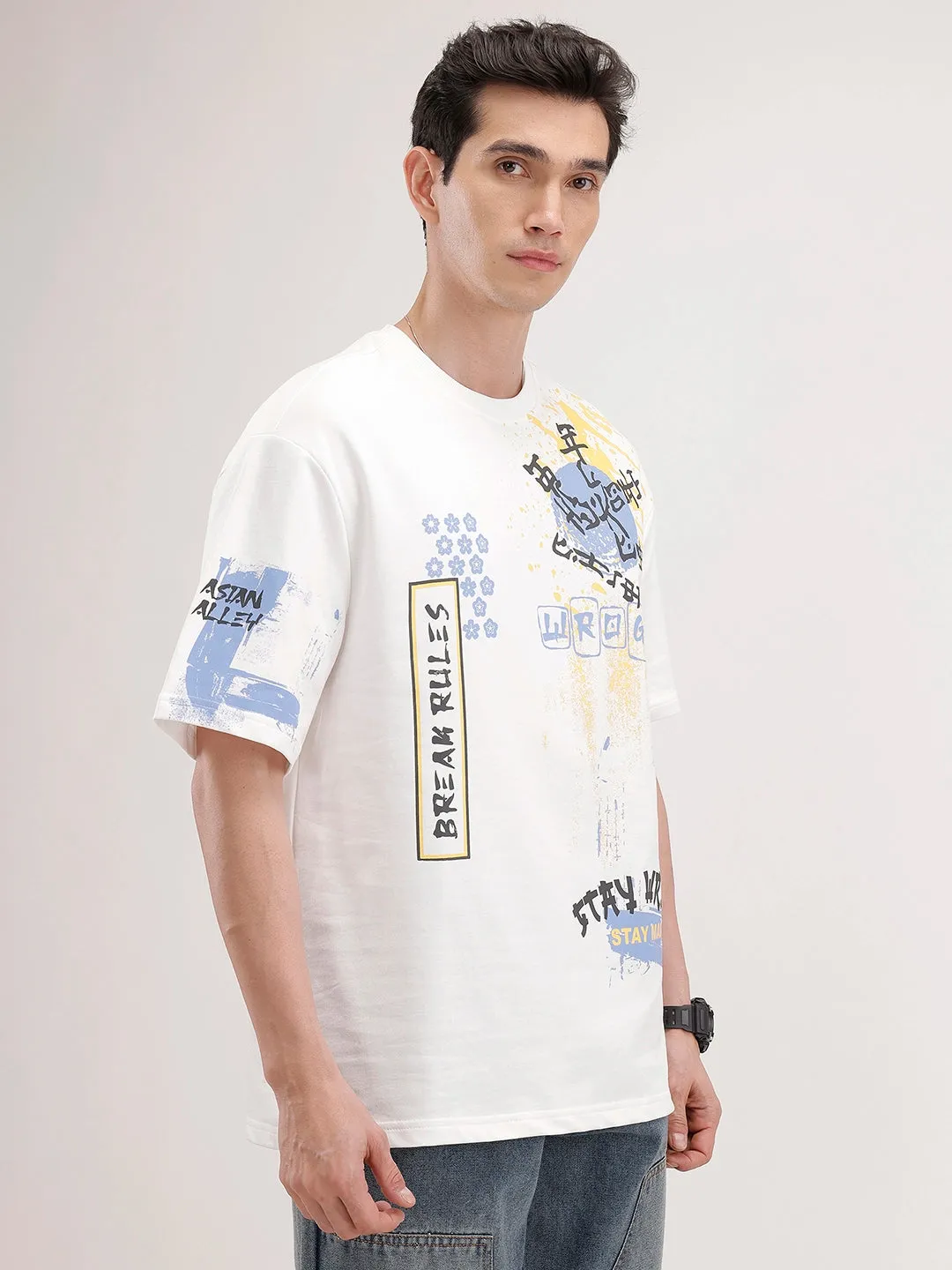 Oversized Placement Printed T-Shirt | Off White sold by Wrogn product image thumbnail 4