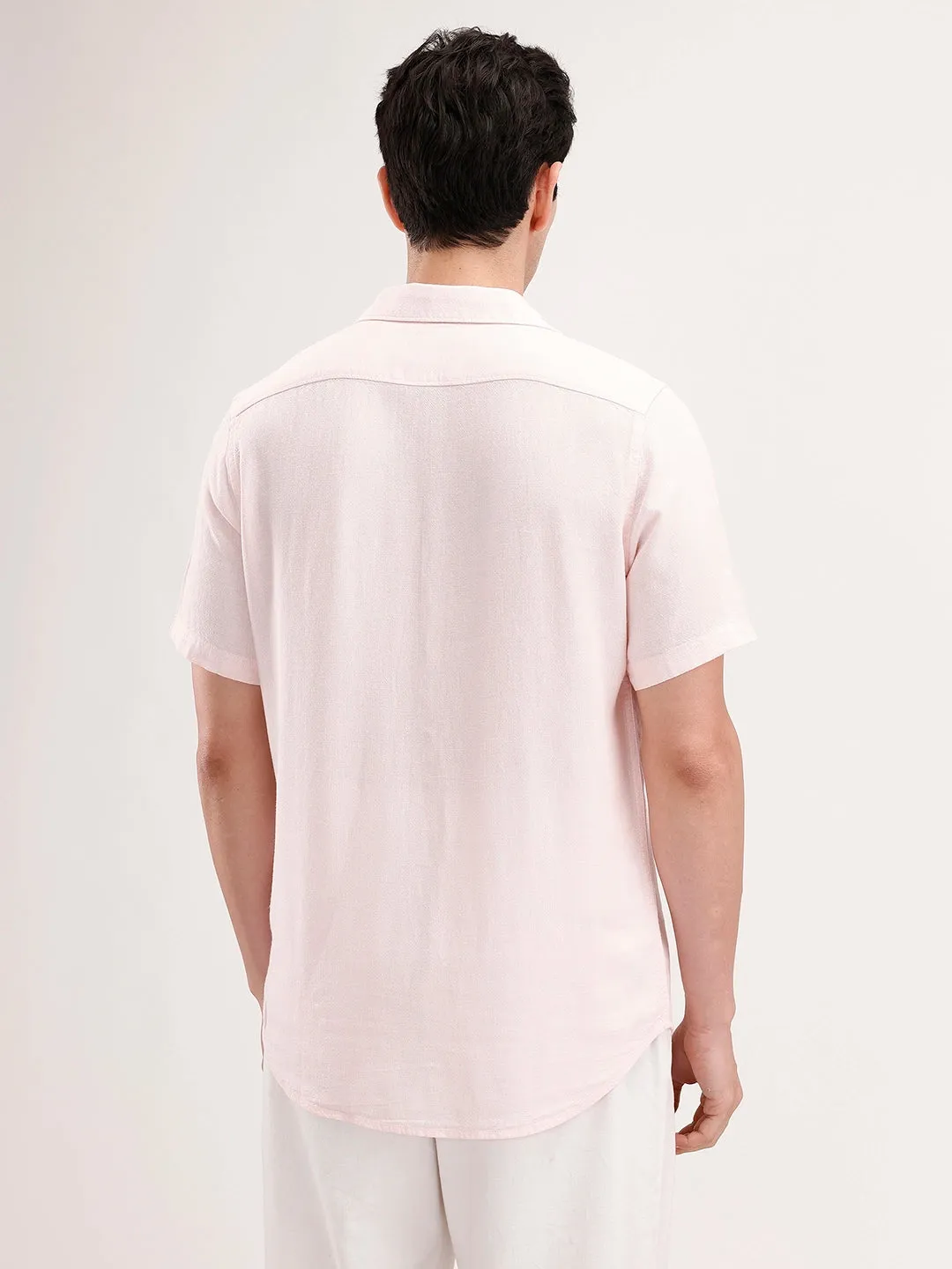 Slim Fit Linen Blend Shirt | Pink sold by Wrogn product image thumbnail 3