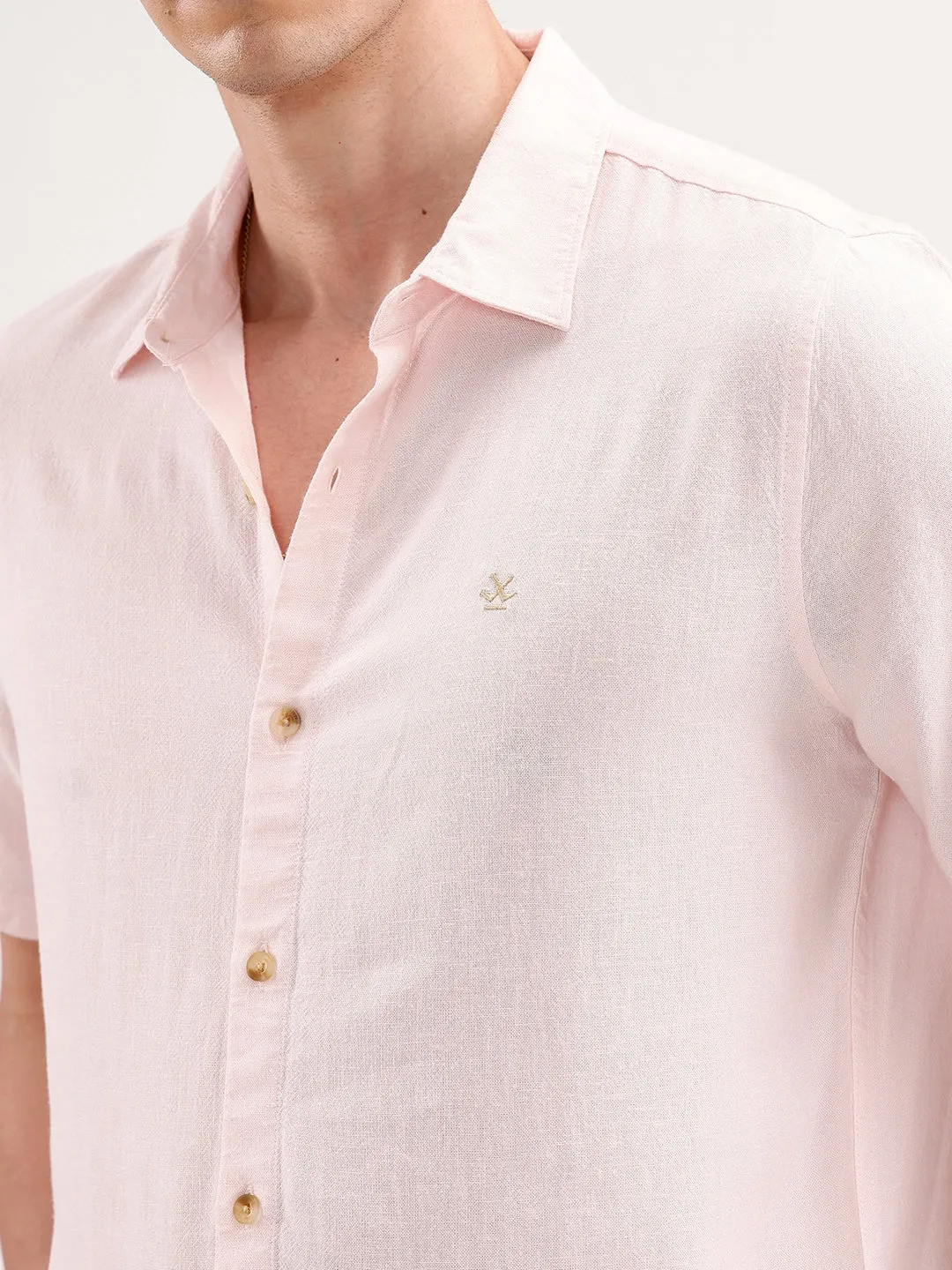 Slim Fit Linen Blend Shirt | Pink sold by Wrogn product image thumbnail 5