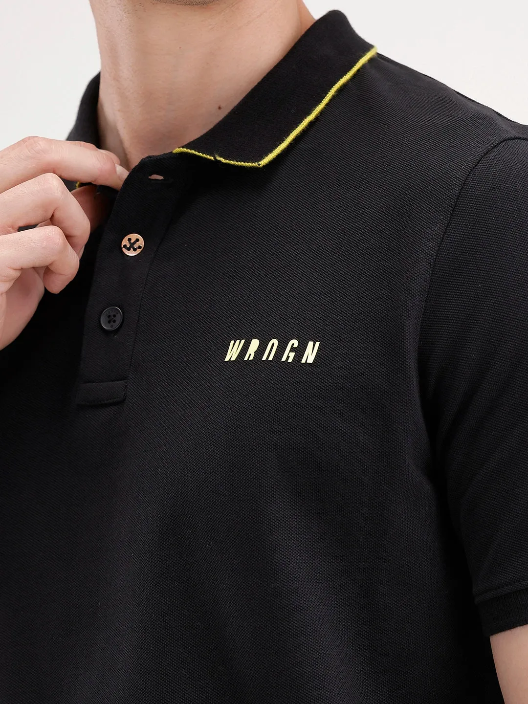 Slim Fit Tipping Collar Polo T-Shirt | Black sold by Wrogn product image thumbnail 5