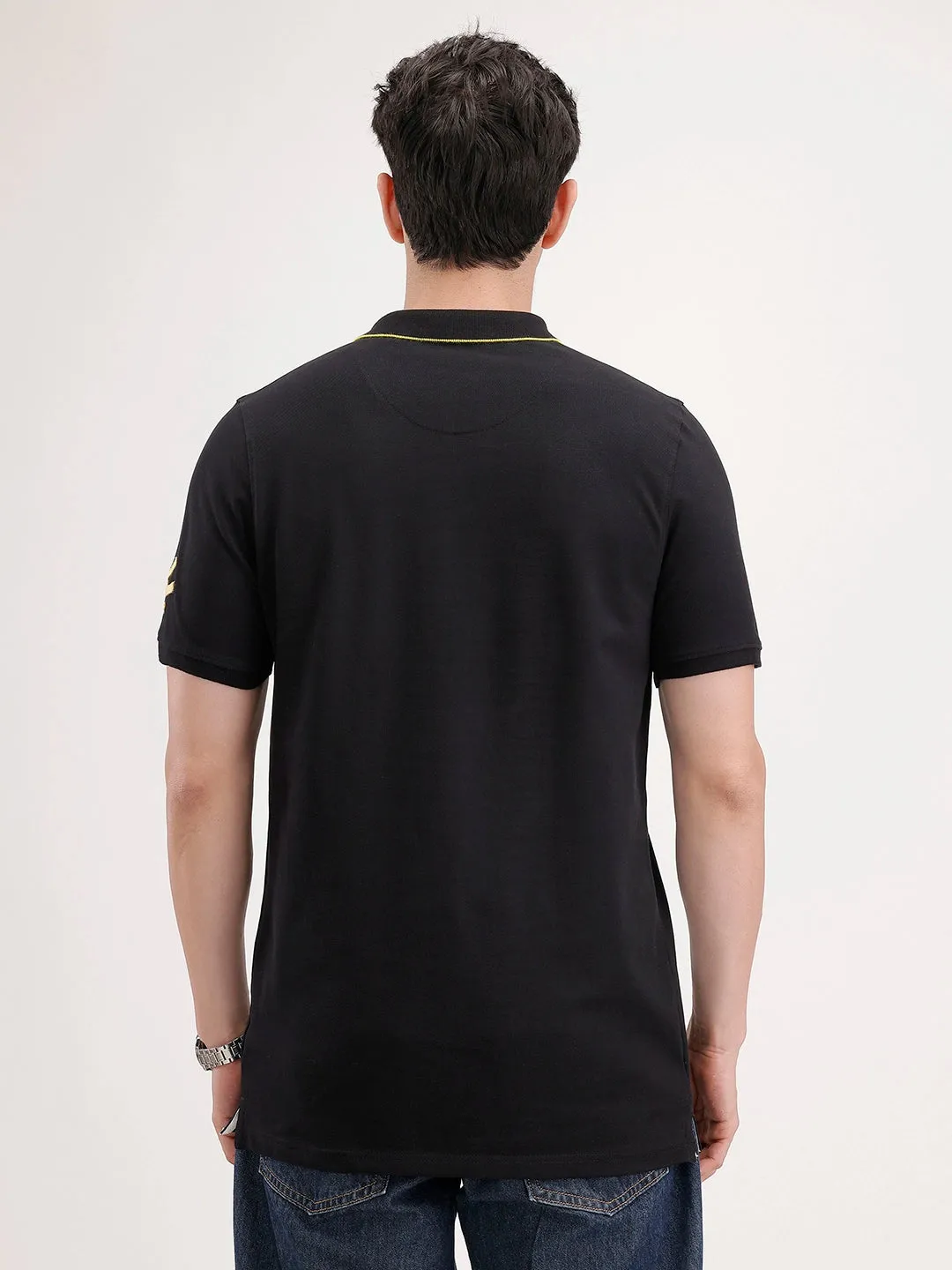 Slim Fit Tipping Collar Polo T-Shirt | Black sold by Wrogn product image thumbnail 3