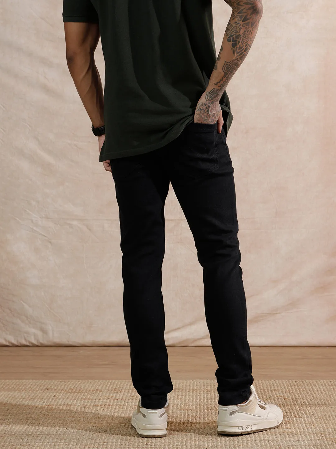 Solid Slim Fit Jeans | Black sold by Wrogn product image thumbnail 3