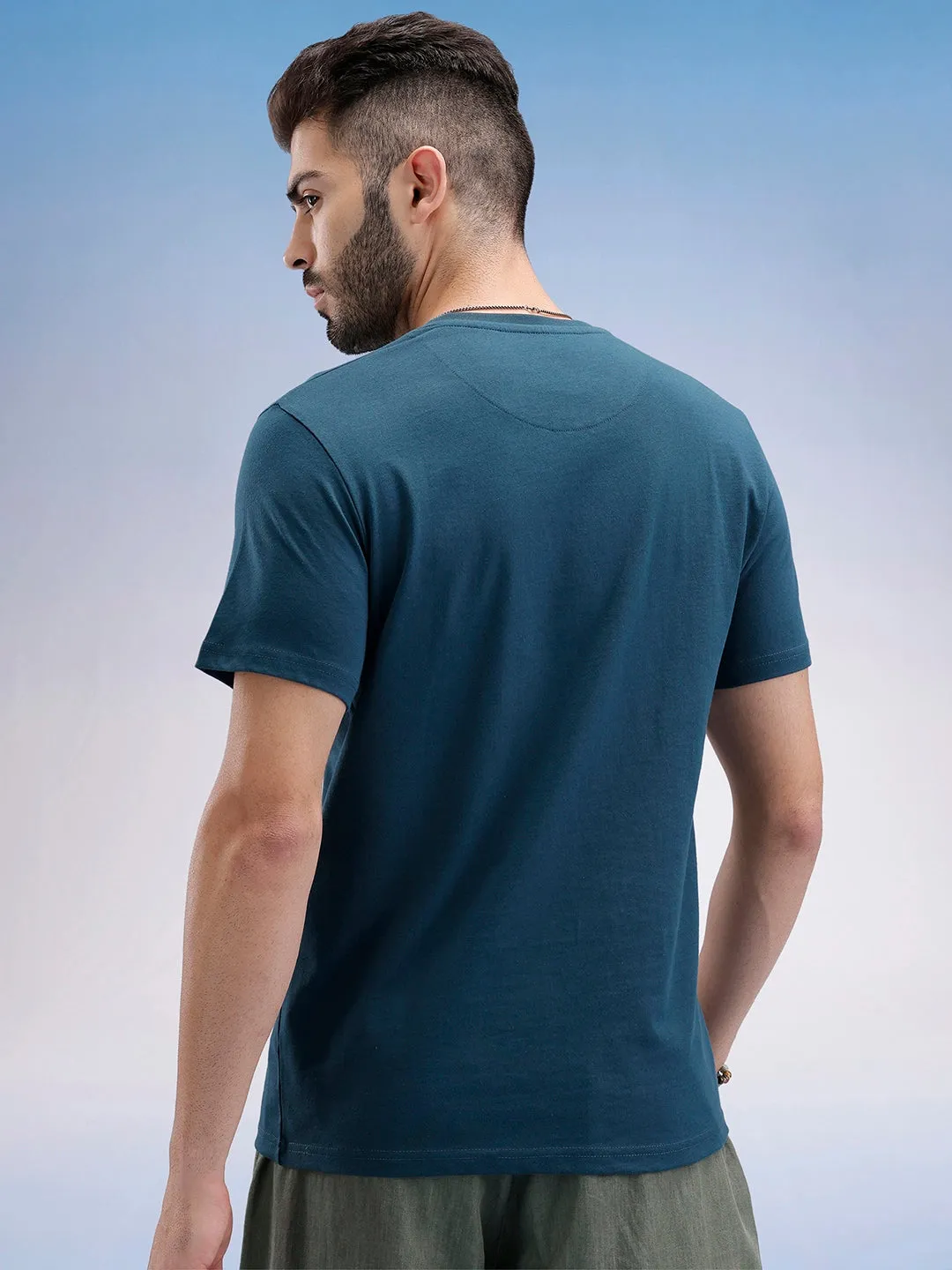 Slim Fit Puffer Printed T-Shirt | Teal sold by Wrogn product image thumbnail 3