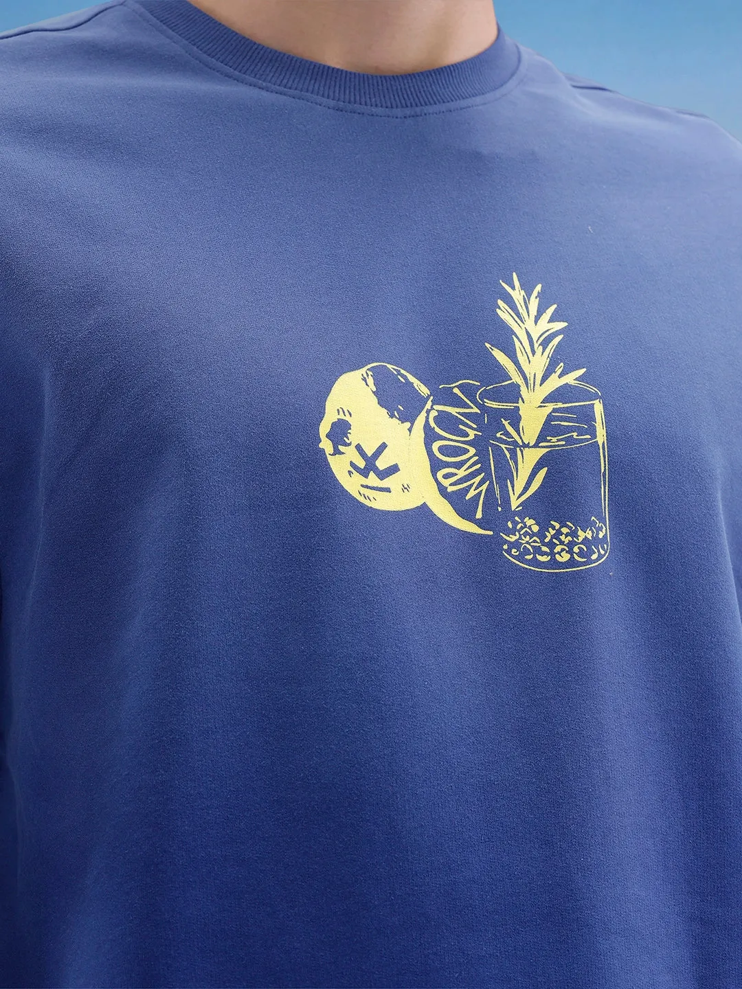 Oversized Fit Front Printed T-Shirt | Blue sold by Wrogn product image thumbnail 5