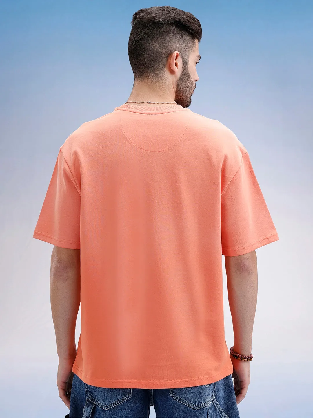 Oversized Fit Front Printed T-Shirt | Peach sold by Wrogn product image thumbnail 3