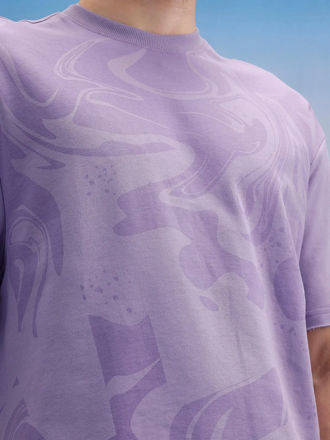Oversized Front Printed T-Shirt | Purple sold by Wrogn product image thumbnail 5