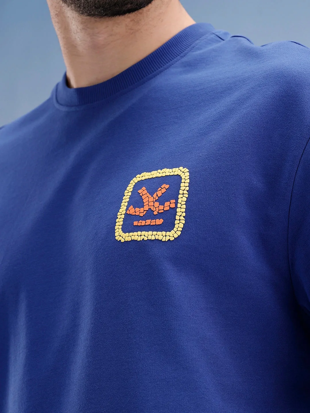 Oversized Fit Puffer Back Printed T-Shirt | Blue sold by Wrogn product image thumbnail 5