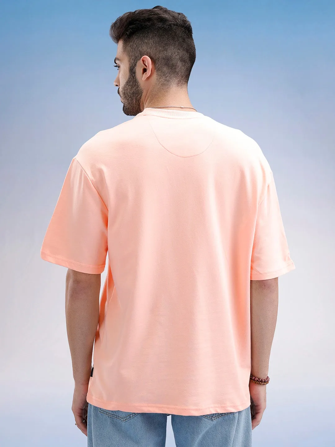 Oversized Fit Puffer Printed T-Shirt | Peach sold by Wrogn product image thumbnail 3