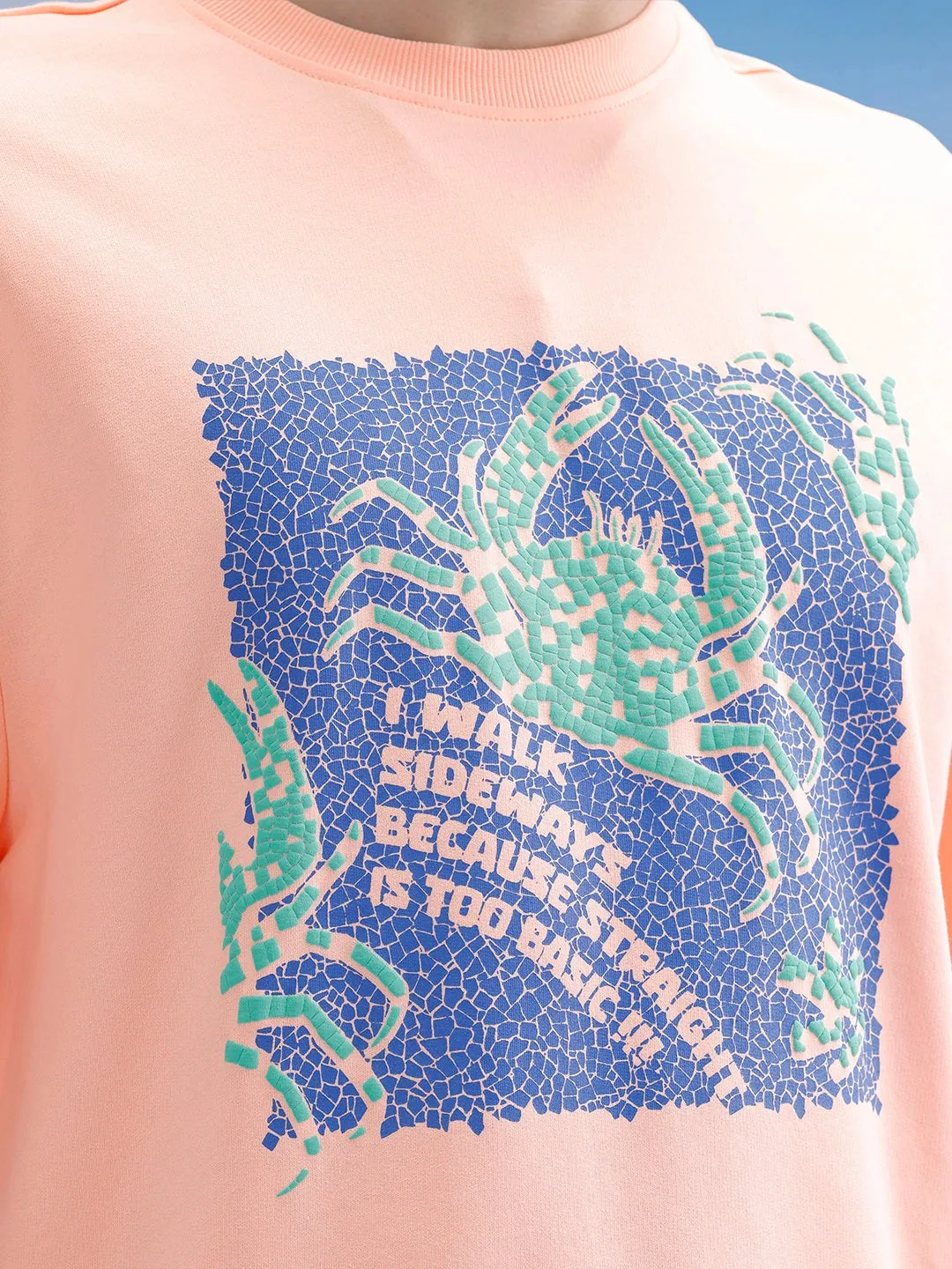 Oversized Fit Puffer Printed T-Shirt | Peach sold by Wrogn product image thumbnail 5