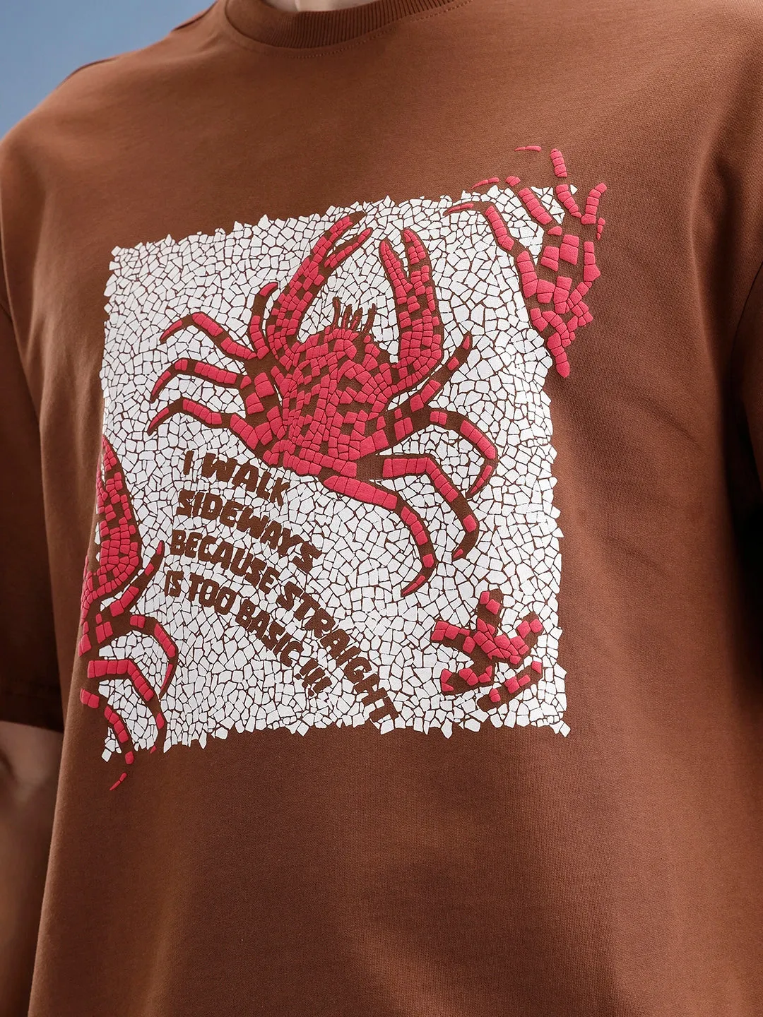 Oversized Fit Puffer Printed T-Shirt | Brown sold by Wrogn product image thumbnail 5