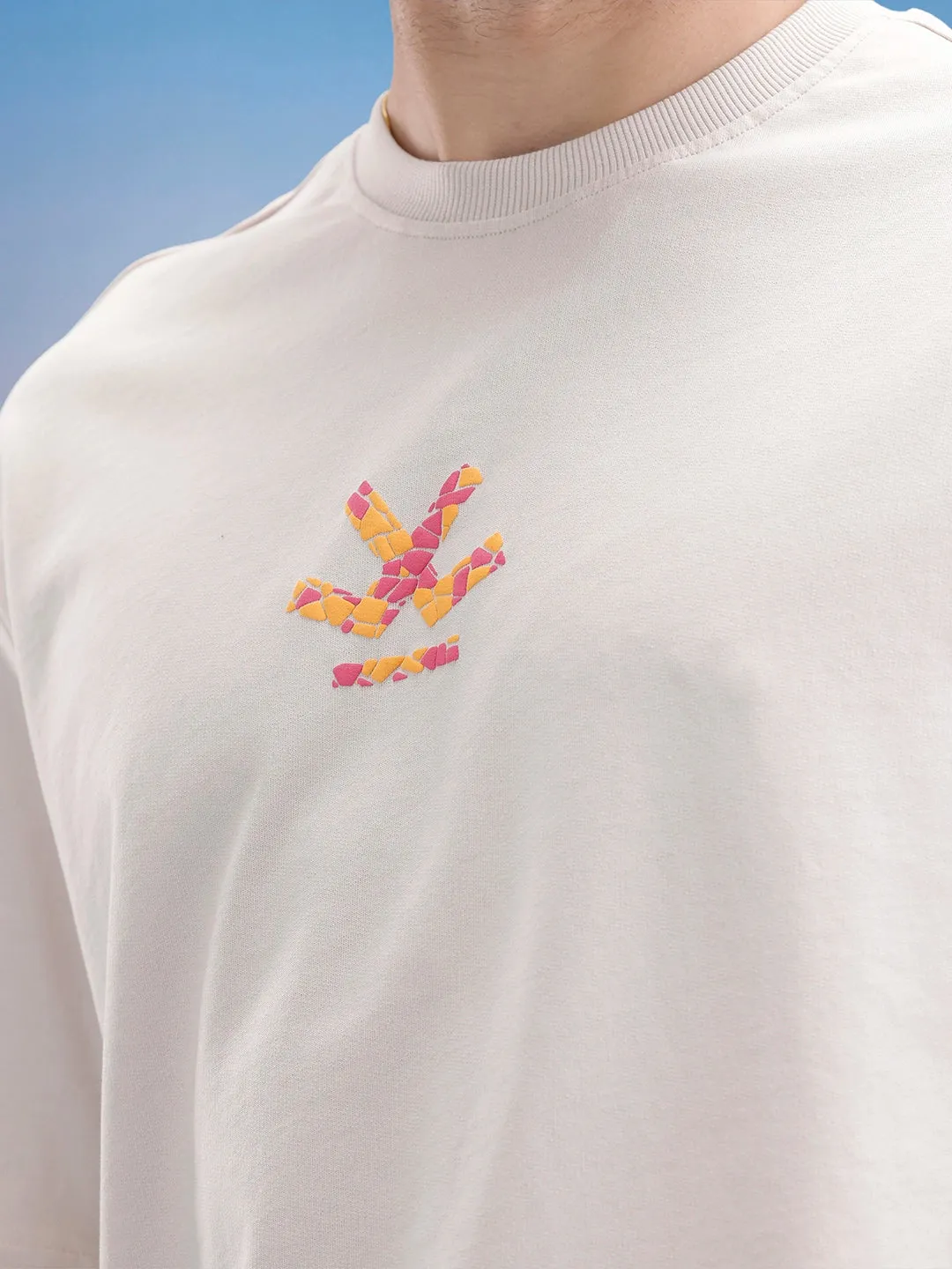 Oversized Fit Puffer Printed T-Shirt | Beige sold by Wrogn product image thumbnail 5