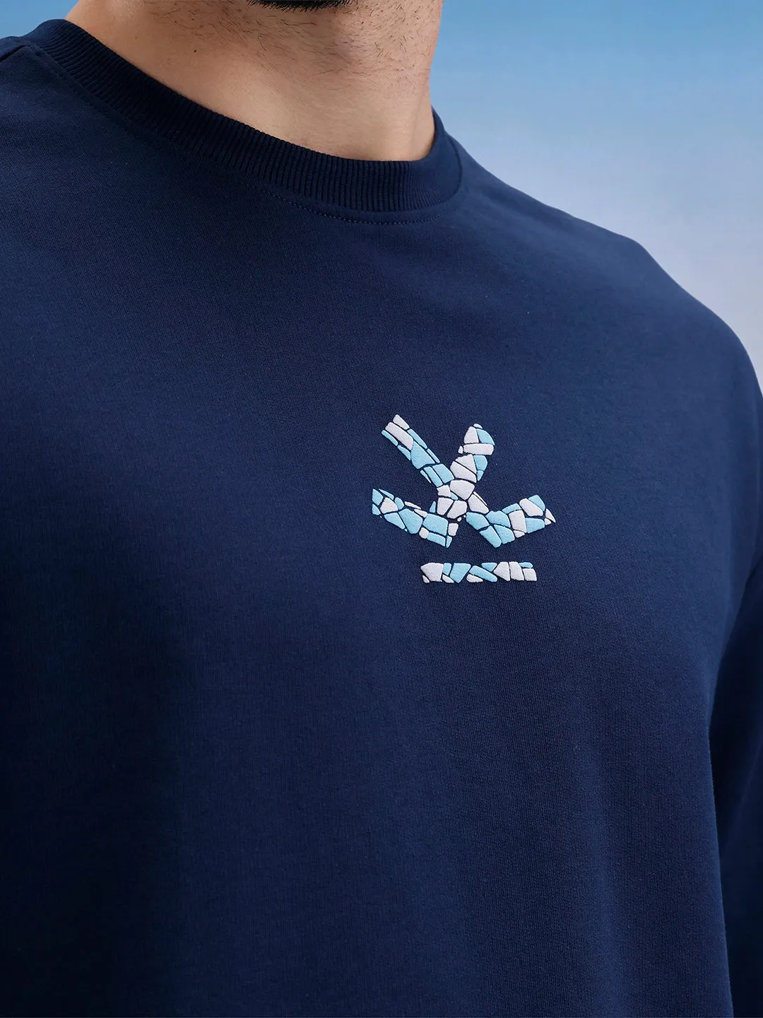 Oversized Fit Puffer Back Printed T-Shirt | Navy Blue sold by Wrogn product image thumbnail 5