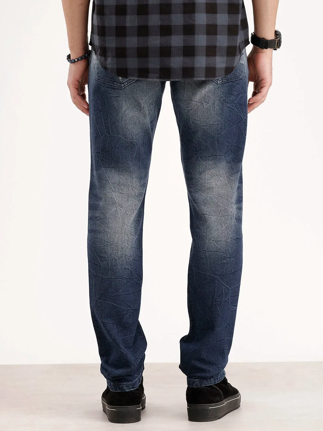 Slim Fit Distressed Denim Jeans | Blue sold by Wrogn product image thumbnail 3