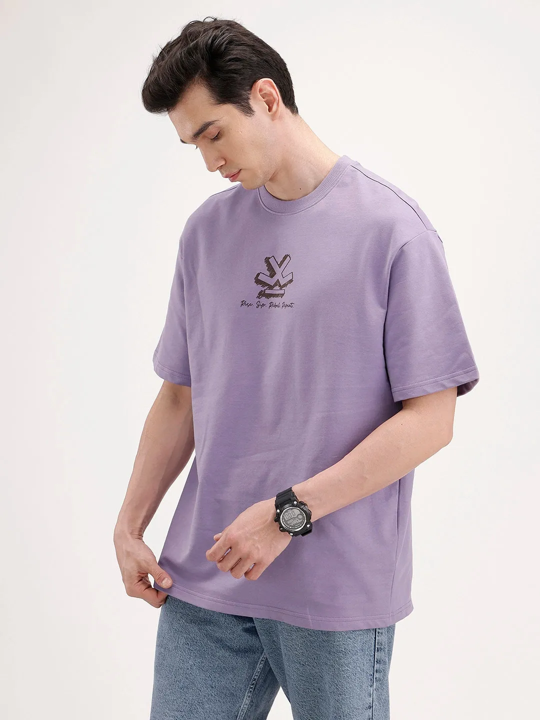 Oversized Back Printed T-Shirt | Purple sold by Wrogn product image thumbnail 4