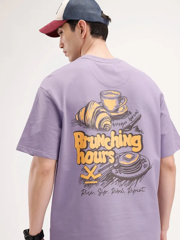 Oversized Back Printed T-Shirt | Purple sold by Wrogn