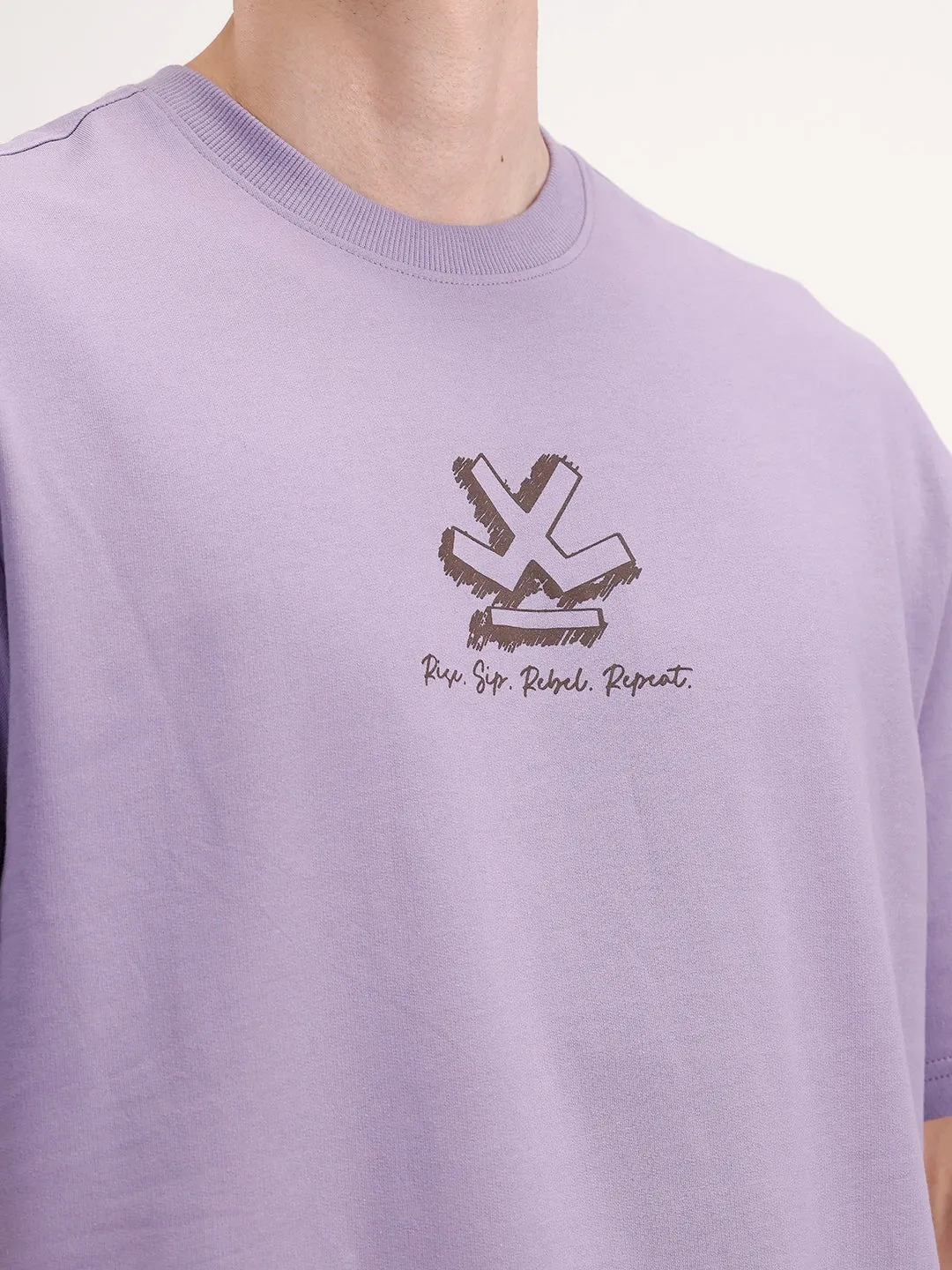 Oversized Back Printed T-Shirt | Purple sold by Wrogn product image thumbnail 5