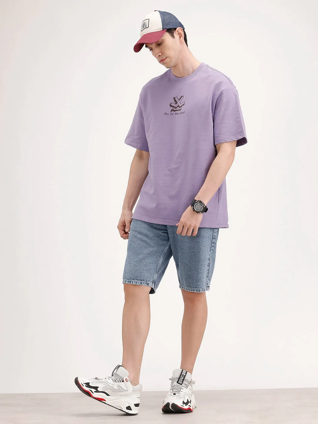 Oversized Back Printed T-Shirt | Purple sold by Wrogn product image thumbnail 2