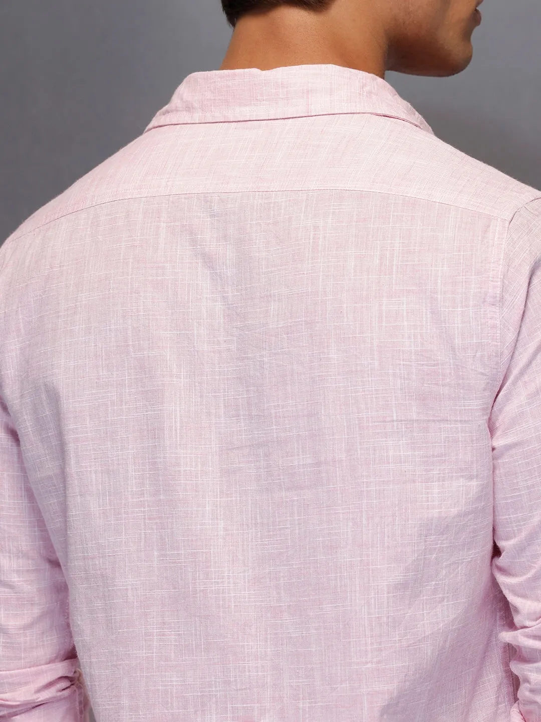 Solid Linen Blend Shirt | Pink sold by Wrogn product image thumbnail 5