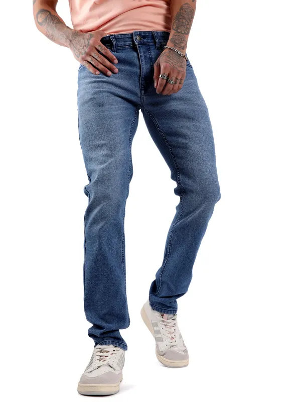 Casual Blue Slim Fit Denim Jeans made by Wrogn