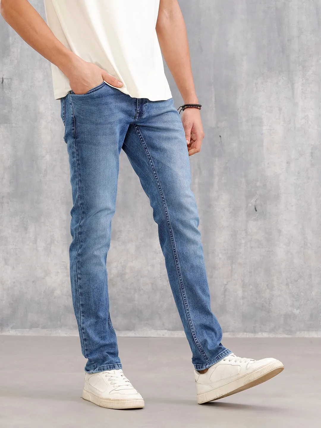 Slim Fit Mid Washed Jeans I Mid Blue sold by Wrogn product image thumbnail 4