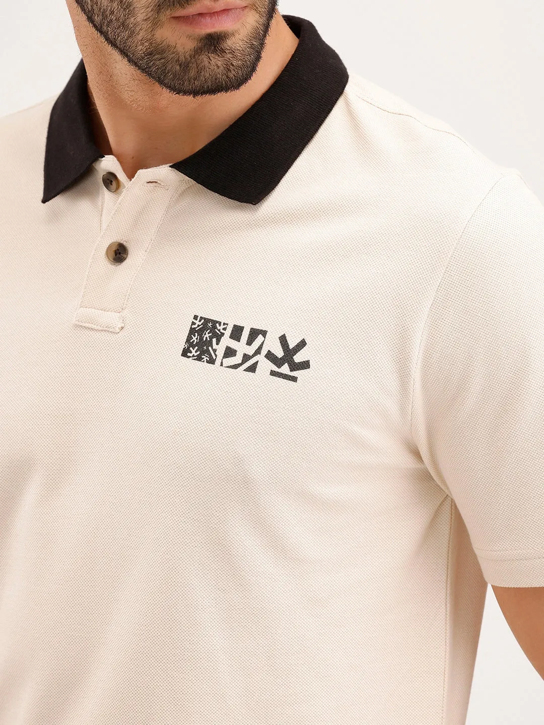 Slim Fit contrast Collar Polo T-Shirt | Beige sold by Wrogn product image thumbnail 5