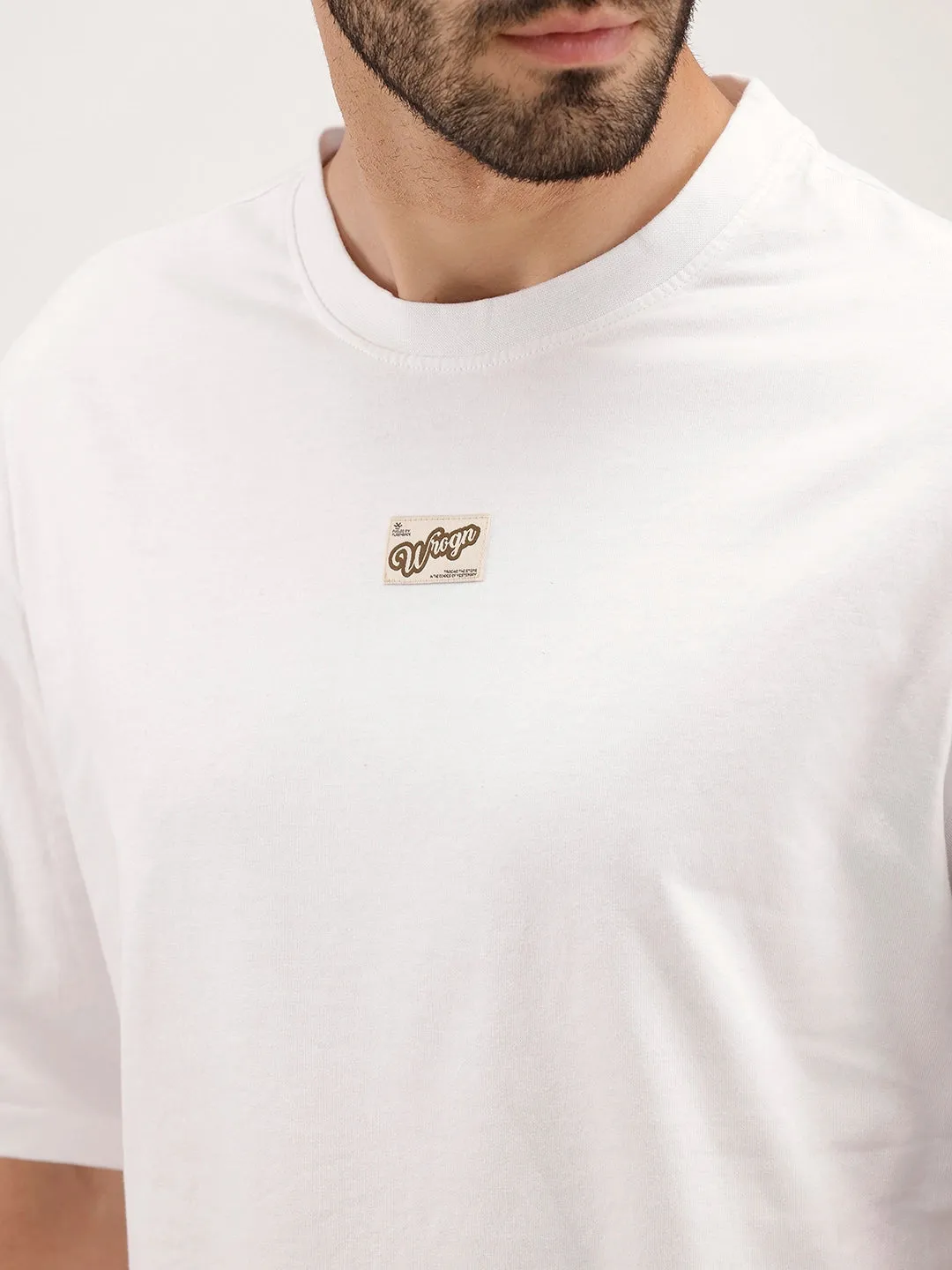 Oversized Patch Detail T-Shirt | White sold by Wrogn product image thumbnail 5
