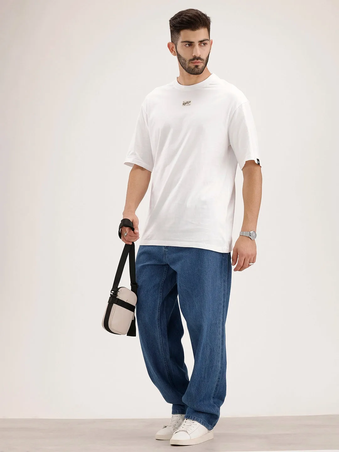 Oversized Patch Detail T-Shirt | White sold by Wrogn product image thumbnail 2