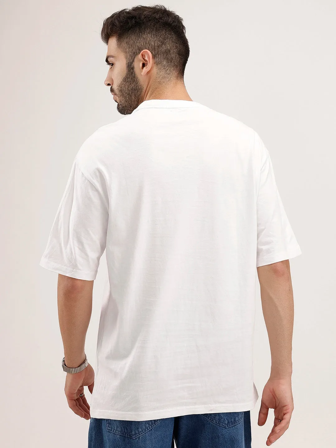 Oversized Patch Detail T-Shirt | White sold by Wrogn product image thumbnail 3