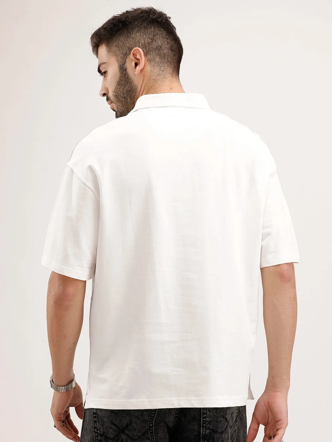 Panel Printed Polo T-Shirt | Off White sold by Wrogn product image thumbnail 3