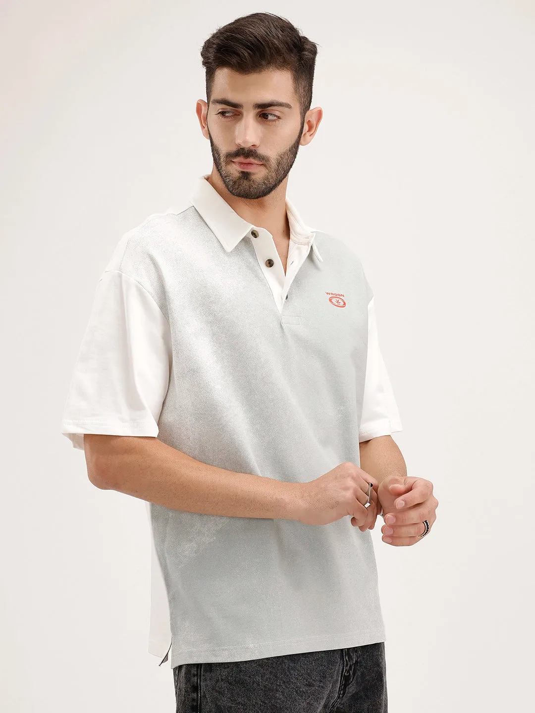 Panel Printed Polo T-Shirt | Off White sold by Wrogn product image thumbnail 4