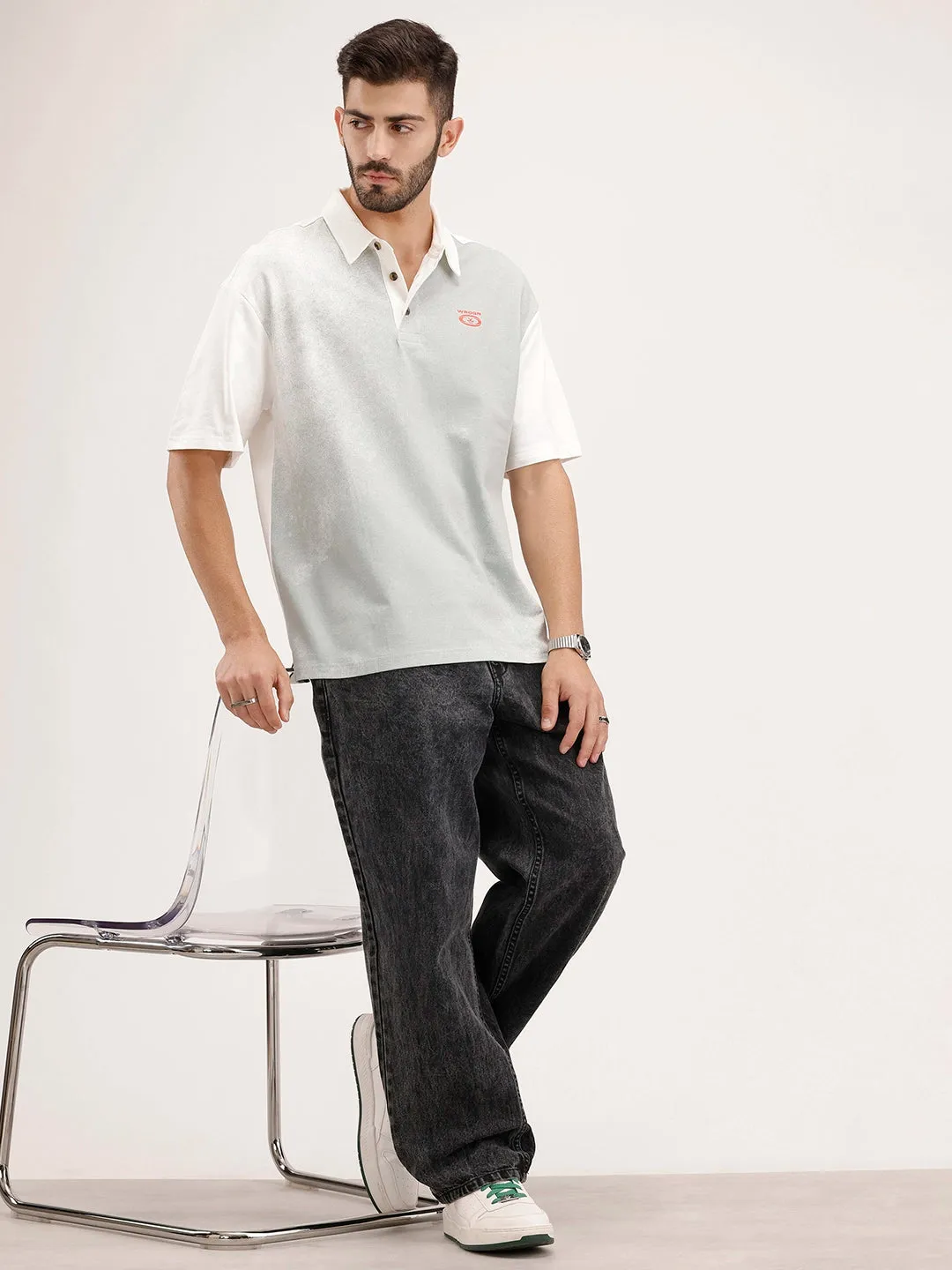 Panel Printed Polo T-Shirt | Off White sold by Wrogn product image thumbnail 2