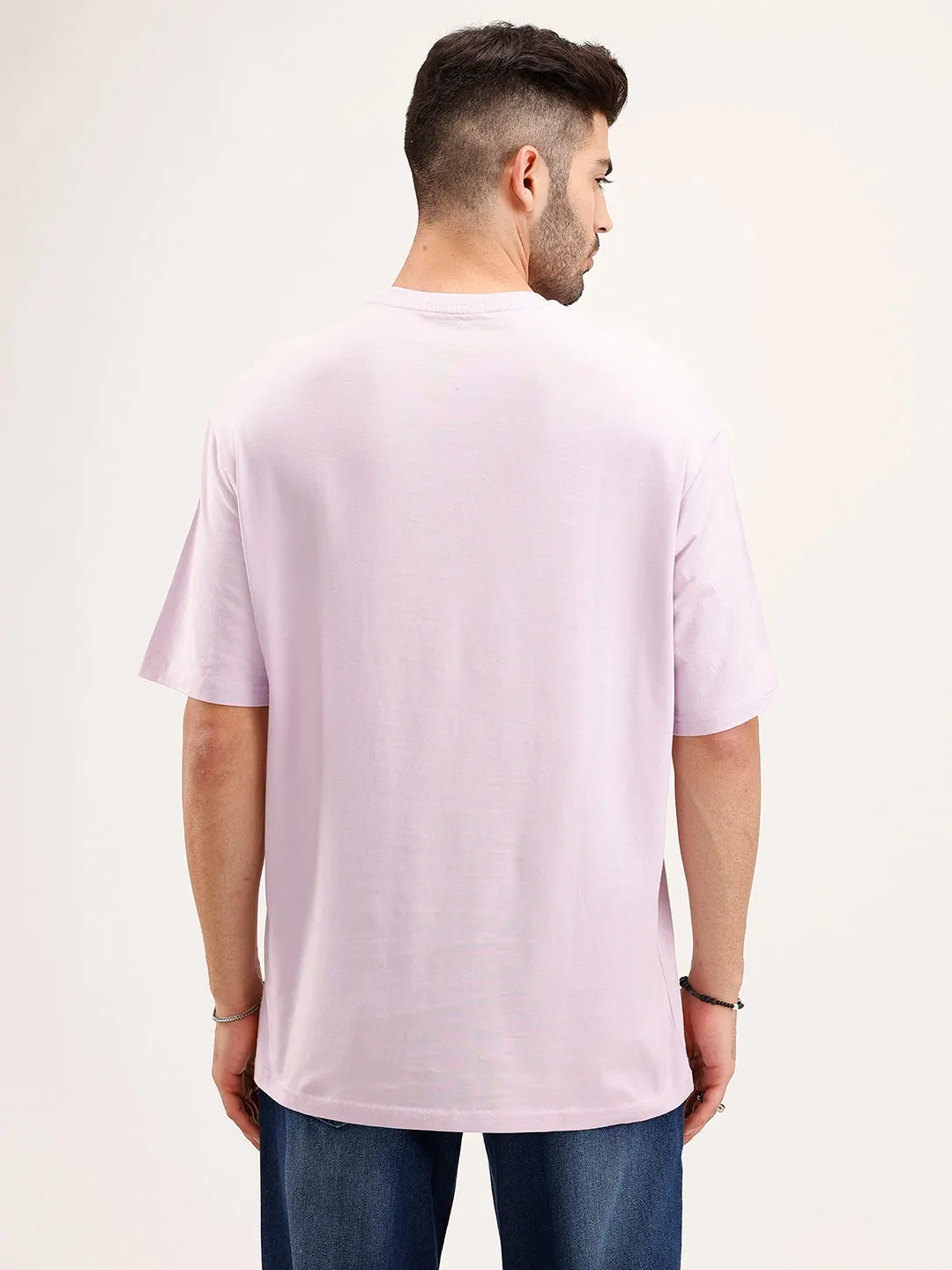 Oversized Fit Patch Detailed T-Shirt | Purple sold by Wrogn product image thumbnail 3