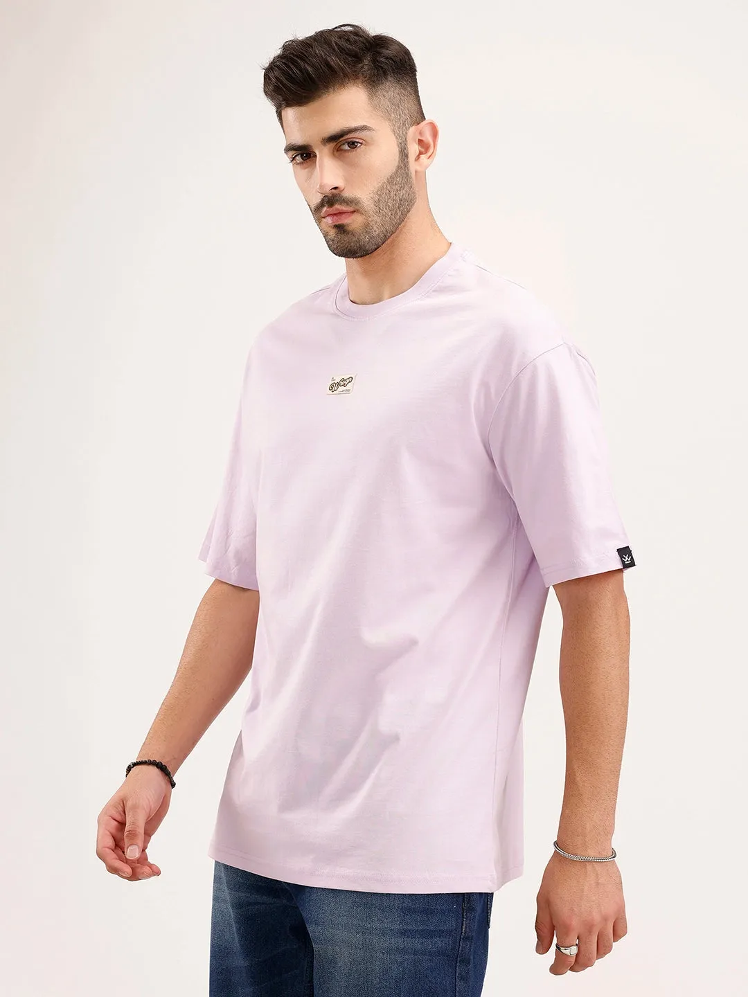Oversized Fit Patch Detailed T-Shirt | Purple sold by Wrogn product image thumbnail 4