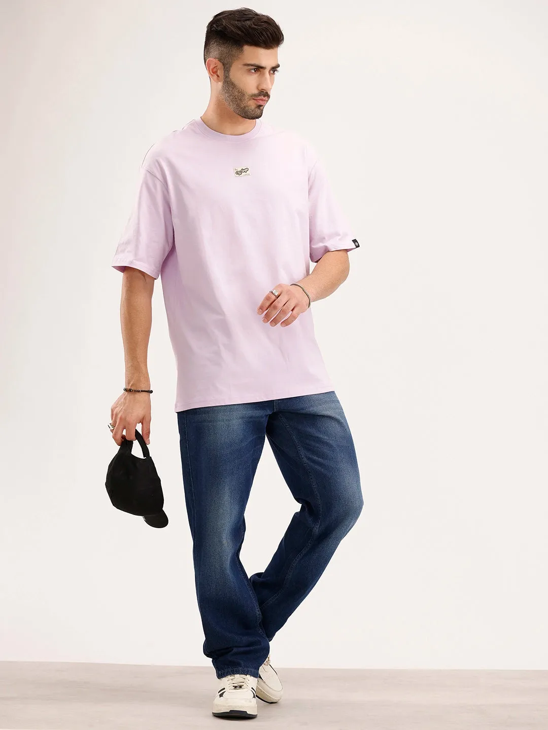 Oversized Fit Patch Detailed T-Shirt | Purple sold by Wrogn product image thumbnail 2