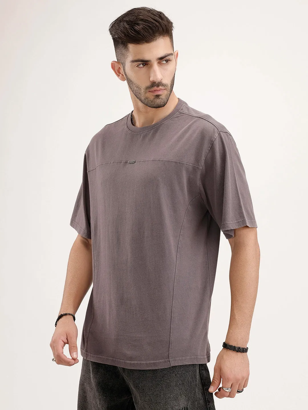 Oversized Cut & Sew T-Shirt | Dark Grey sold by Wrogn product image thumbnail 4